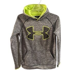 Under Armour Kids' Gray Neon Yellow ColdGear Loose Fit Hoodie Size Youth Large